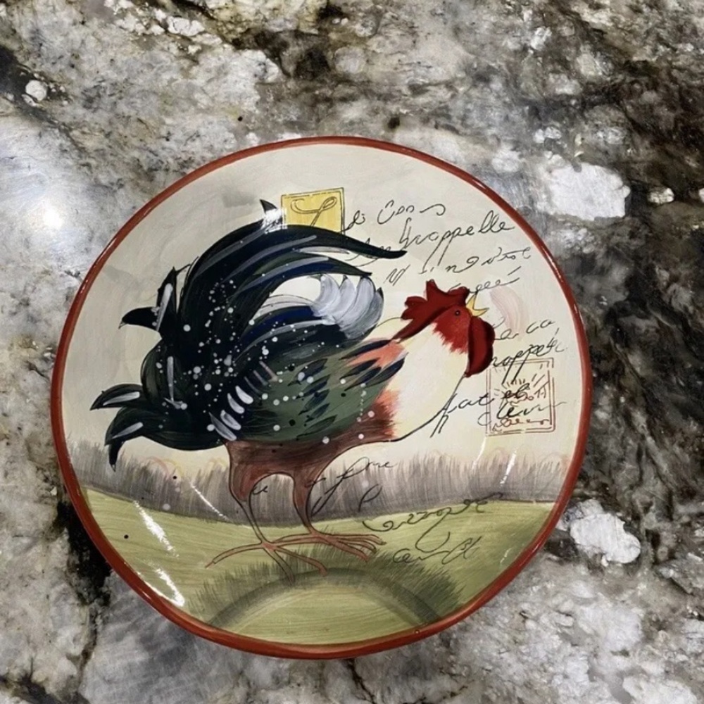 2 Certified International Dinner Plates Susan Winget LE ROOSTER